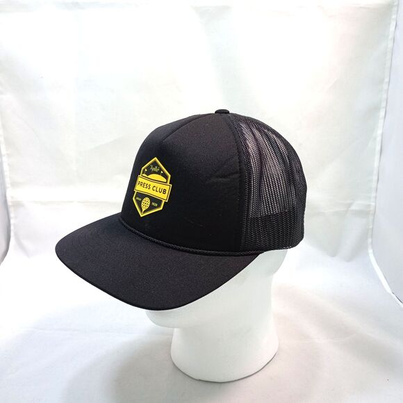 Apollo Press Club Trucker Snapback Cap Black and Yellow 6 Panel - Picture 1 of 5